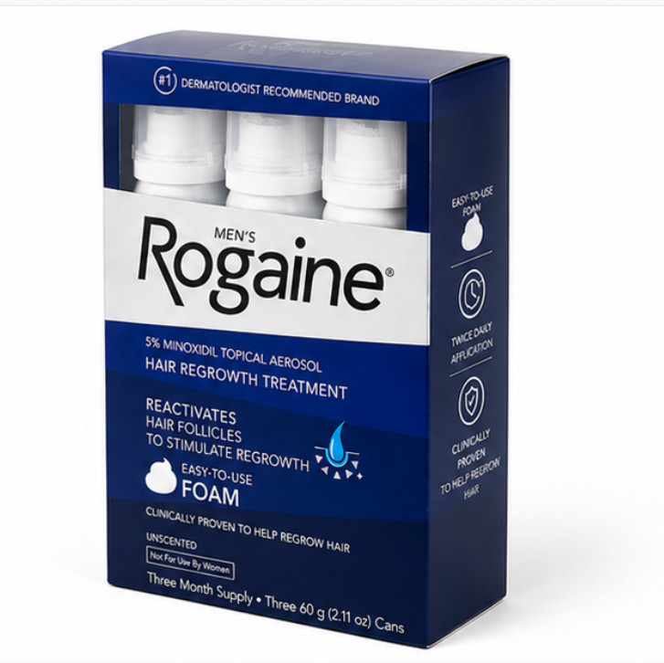Rogaine Men’s Hair Regrowth Treatment Foam 3 Month Supply – EXP 08/27 Free Gift