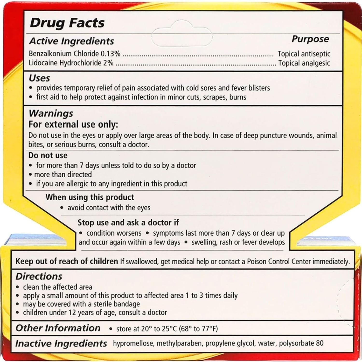 Cold Sore Treatment Gel, Clear, 1 Tube of 0.14 Oz Pack of 1