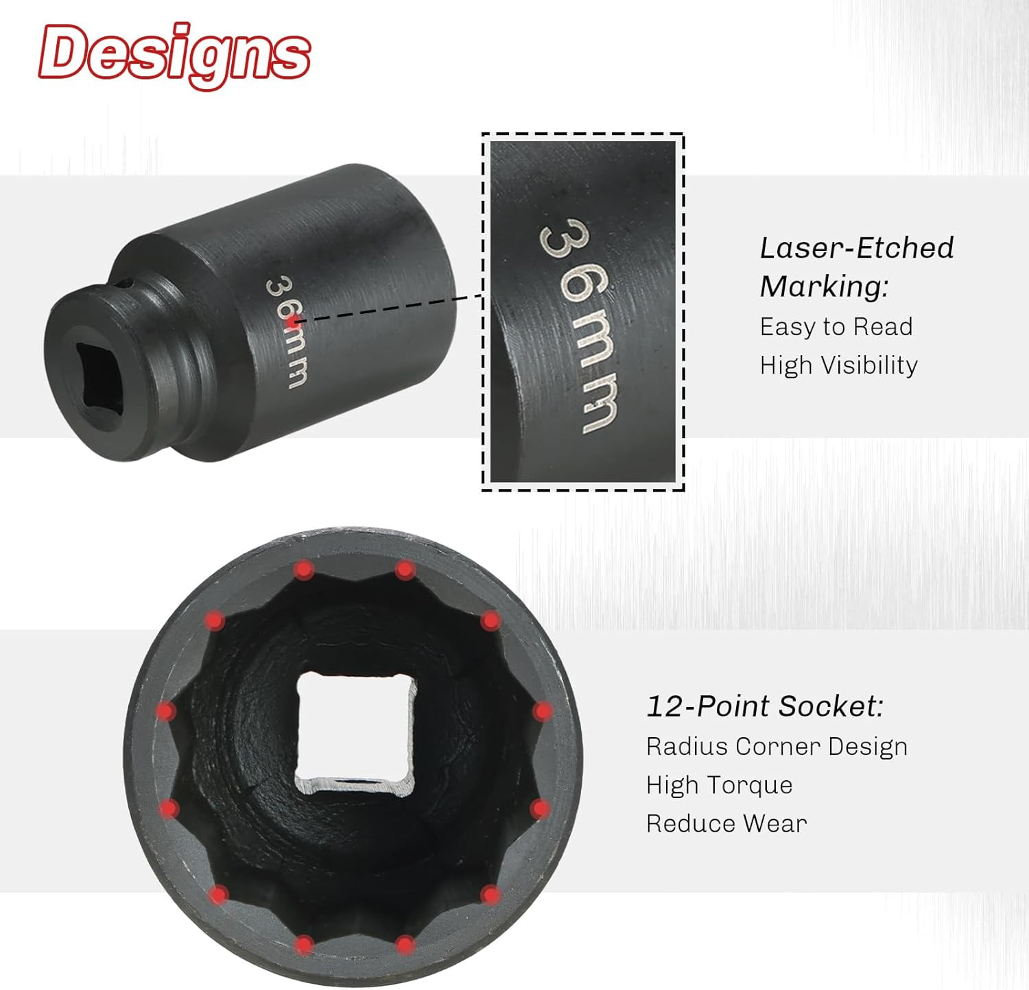 Heavy-Duty 1/2-Inch Drive Impact Socket Set | 4PCS Deep Spindle Axle Nut Socket