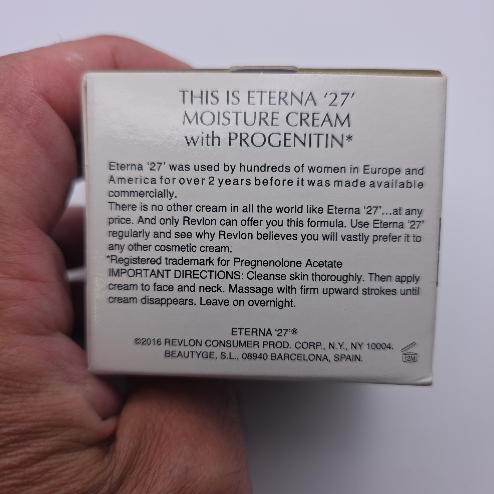 Revlon Eterna 27 Moisture Cream PROGENITIN Pregnenolone Acetate Face Neck 2oz