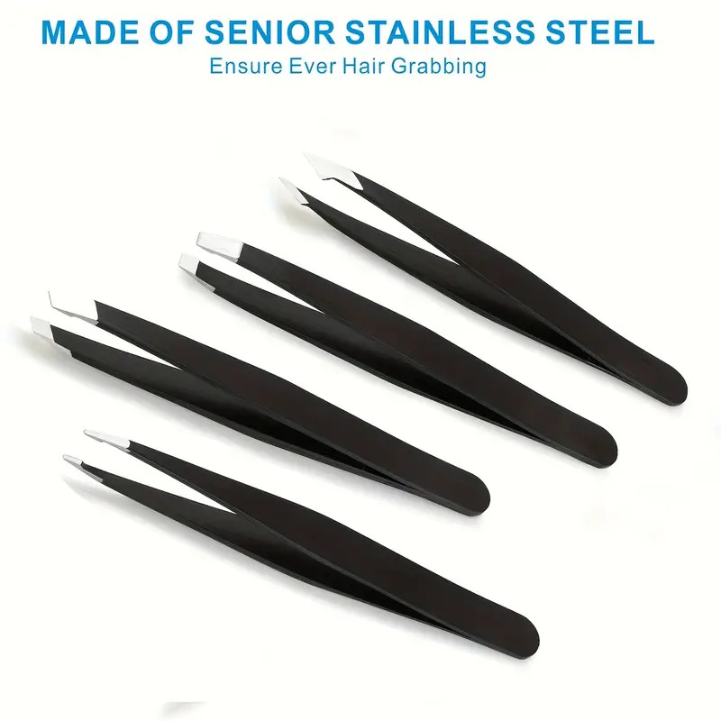 Eyebrow Tweezers Clip 4Piece Hair Beauty Pluckers for Removing Facial Hair
