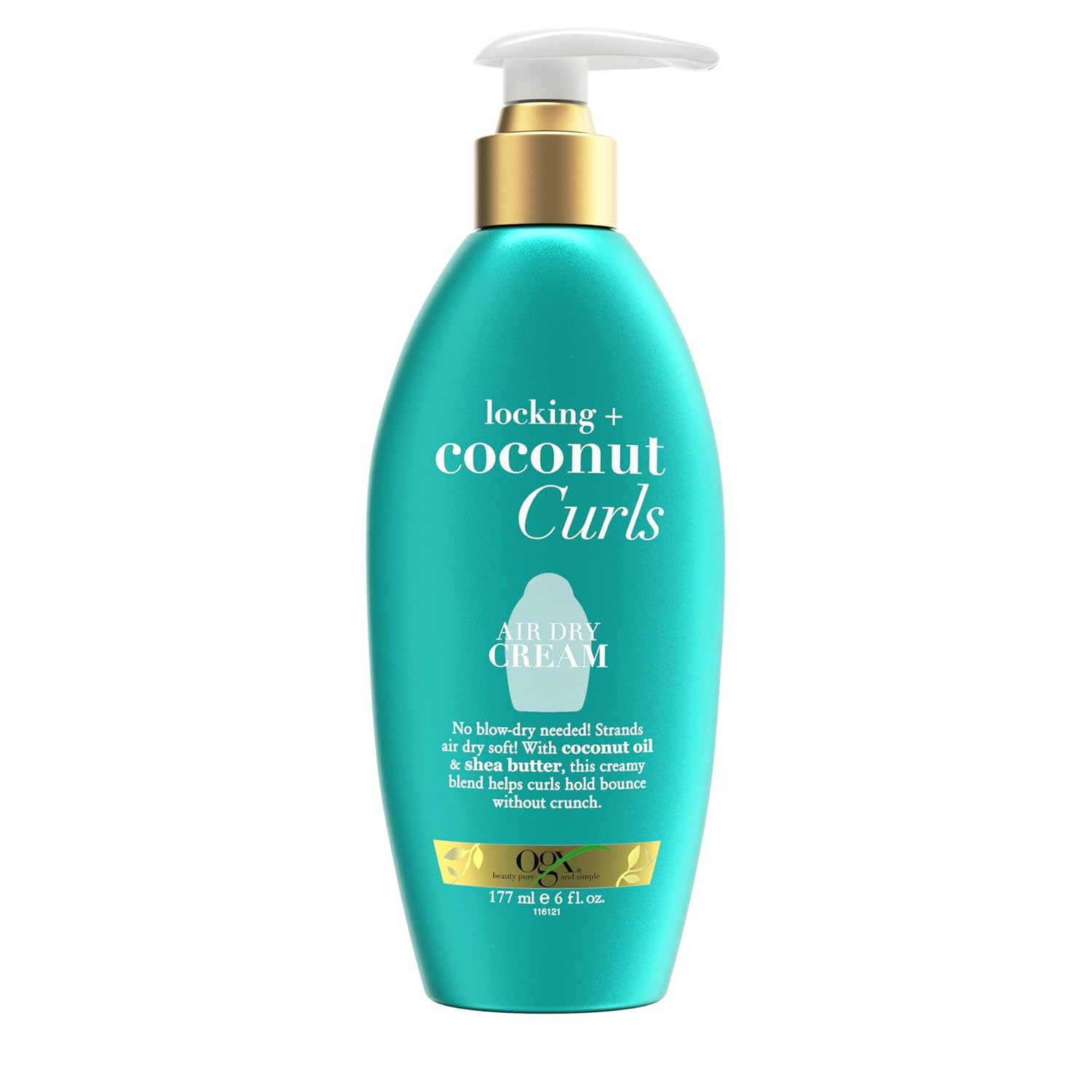 OGX Locking + Coconut Curls Air Dry Cream, No Parabens, 6 Oz