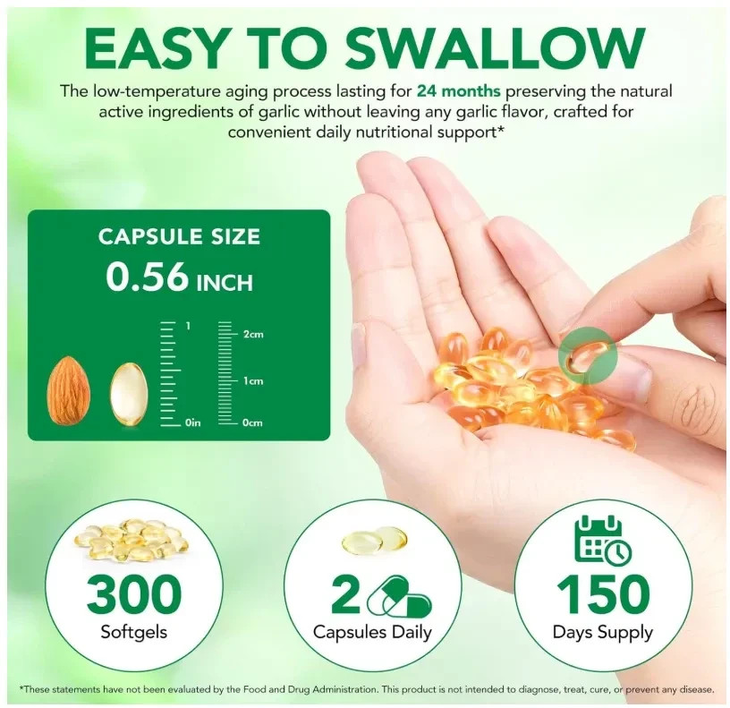 Aged Garlic Extract 7500mg Immune Support 300 Softgels Heart Health Antioxidant