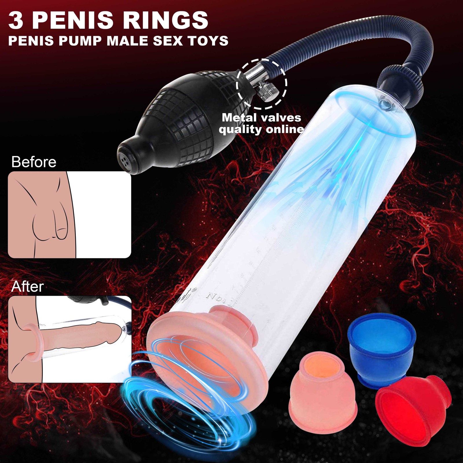 Penis Pump Power Vacuum Adult for Men ED Enhancement Erectile Penis Enlarger