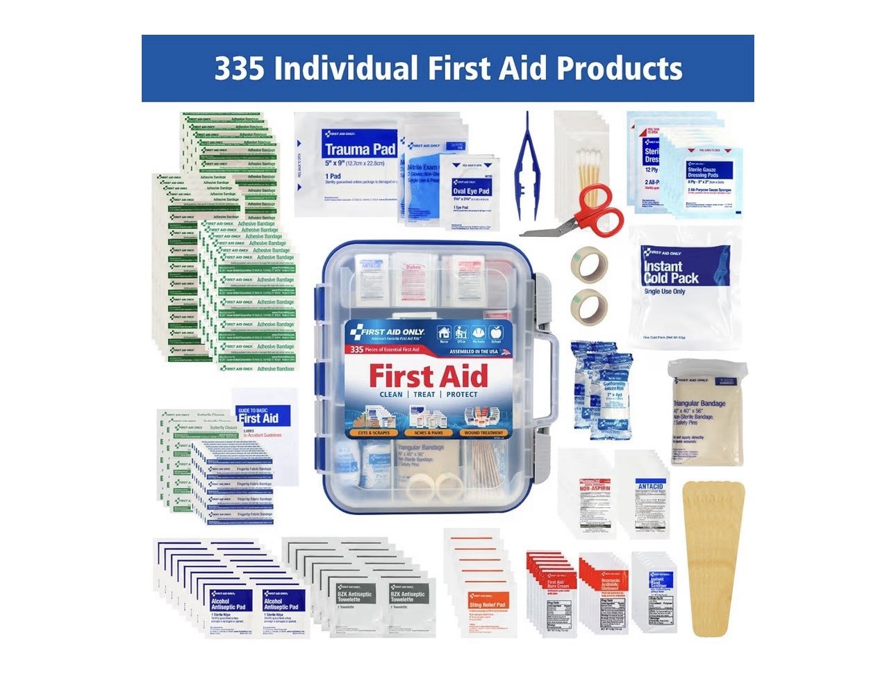 First Aid Only 335 Piece First Aid Kit, OSHA Compliant, All-Purpose 100-Person