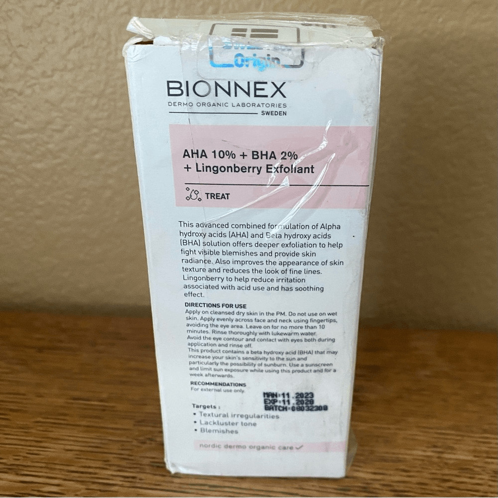 NIB New BIONNEX AHA 10% + BHA 2% + LINGONBERRY EXFOLIANT 30ml/1.14 oz Skincare