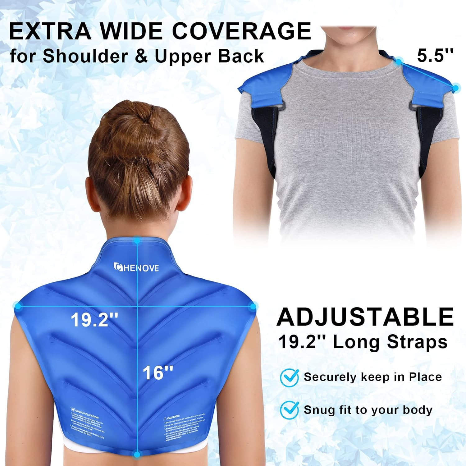 Ice Pack for Shoulders Upper Back with Strap, Neck and Shoulder Ice Pack Wrap Ro