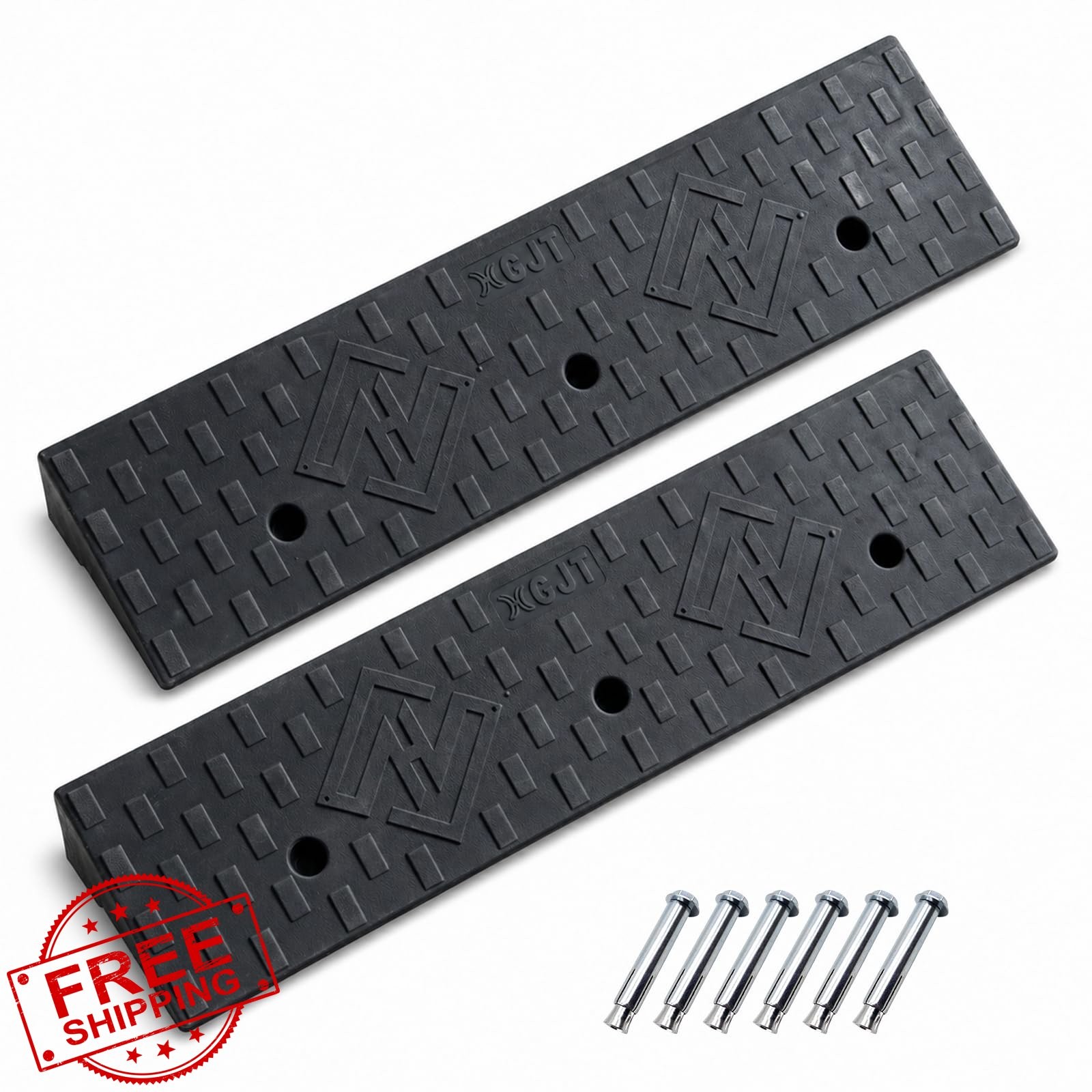 1.6in Rubber Curb Ramp 2pk Heavy Duty 11000 LBS Threshold Ramp