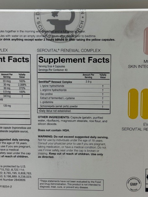SeroVital Skin Revive 240 Capsules Anti-Aging Dietary Supplement 40 Day Supply