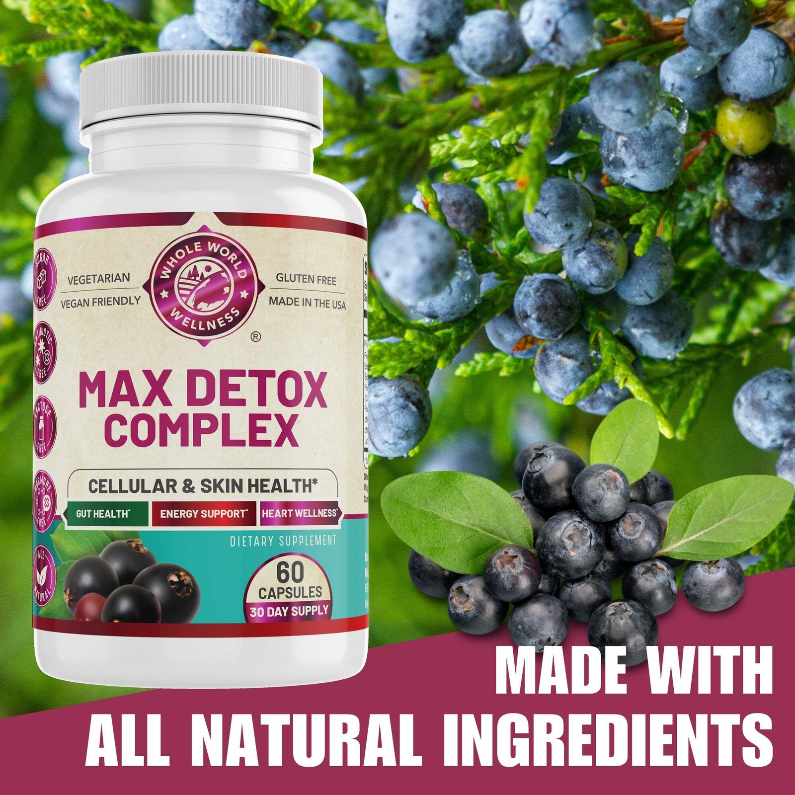 Max Detox Complex for Women & Men. Supports Gut & Heart Health. USA Made.
