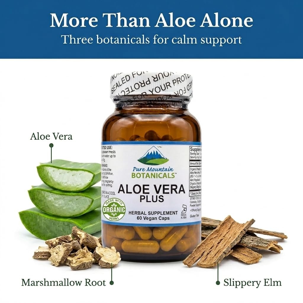 Pure Mountain Aloe Vera Capsules Organic Aloe Vera with Acemannan – Marshmallow