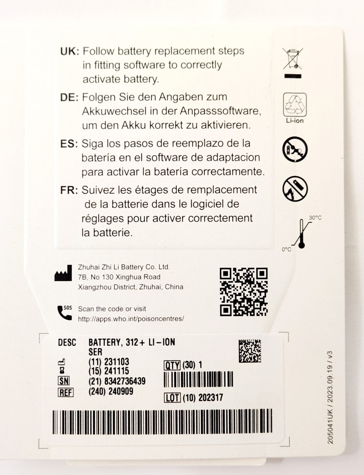 Oticon Hearing Aid rechargeable battery, The Most Recently Made Z22A USA Fast