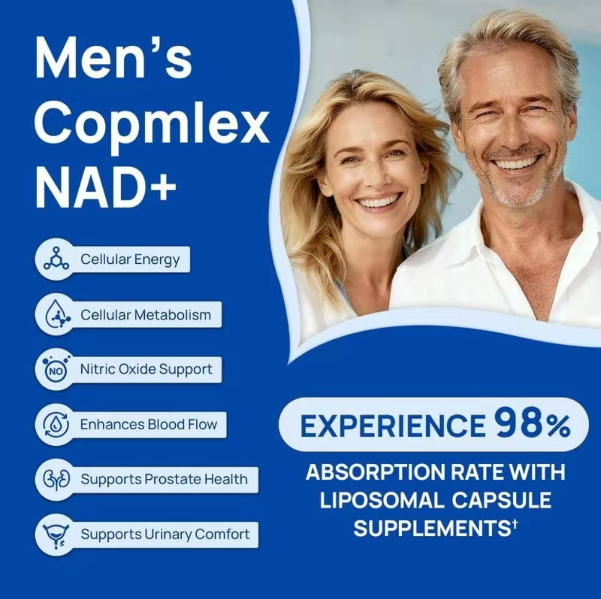 NAD+ Supplement for Men – Circulation & Prostate Support, 60 Caps Natural Dietar