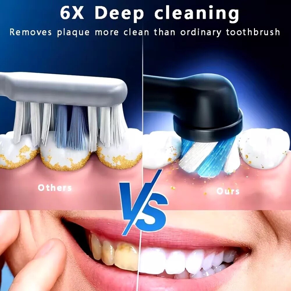 Pro Rotating Electric Toothbrush Rechargeable With 4 Brush Heads 5 Modes Timer