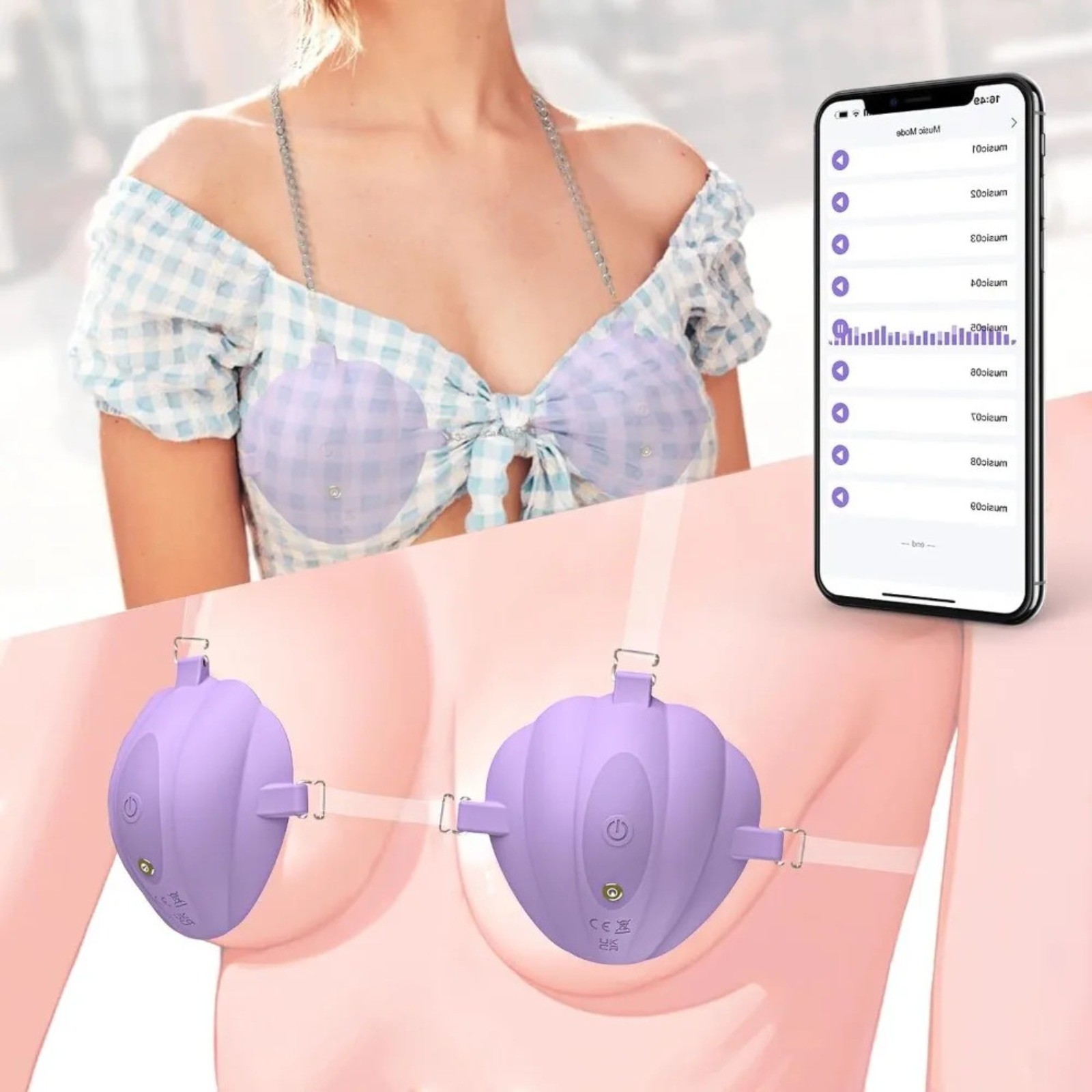 Breast Lift Massager Bra, Vibration Enlargement Chest Enhancer Stimulator