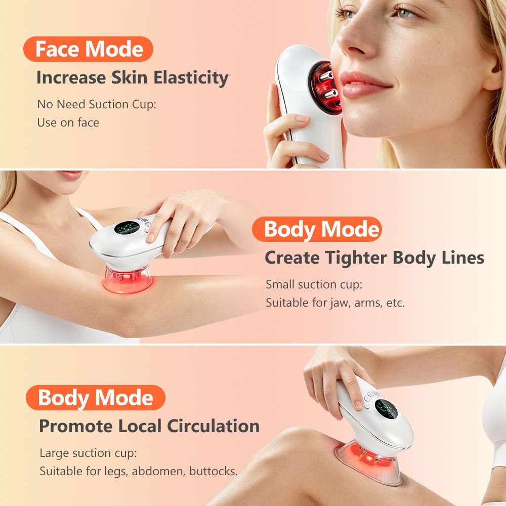 3-in-1 Body Sculpting Machine –Cellulite Massager w/ Cupping, EMS, Light Therapy