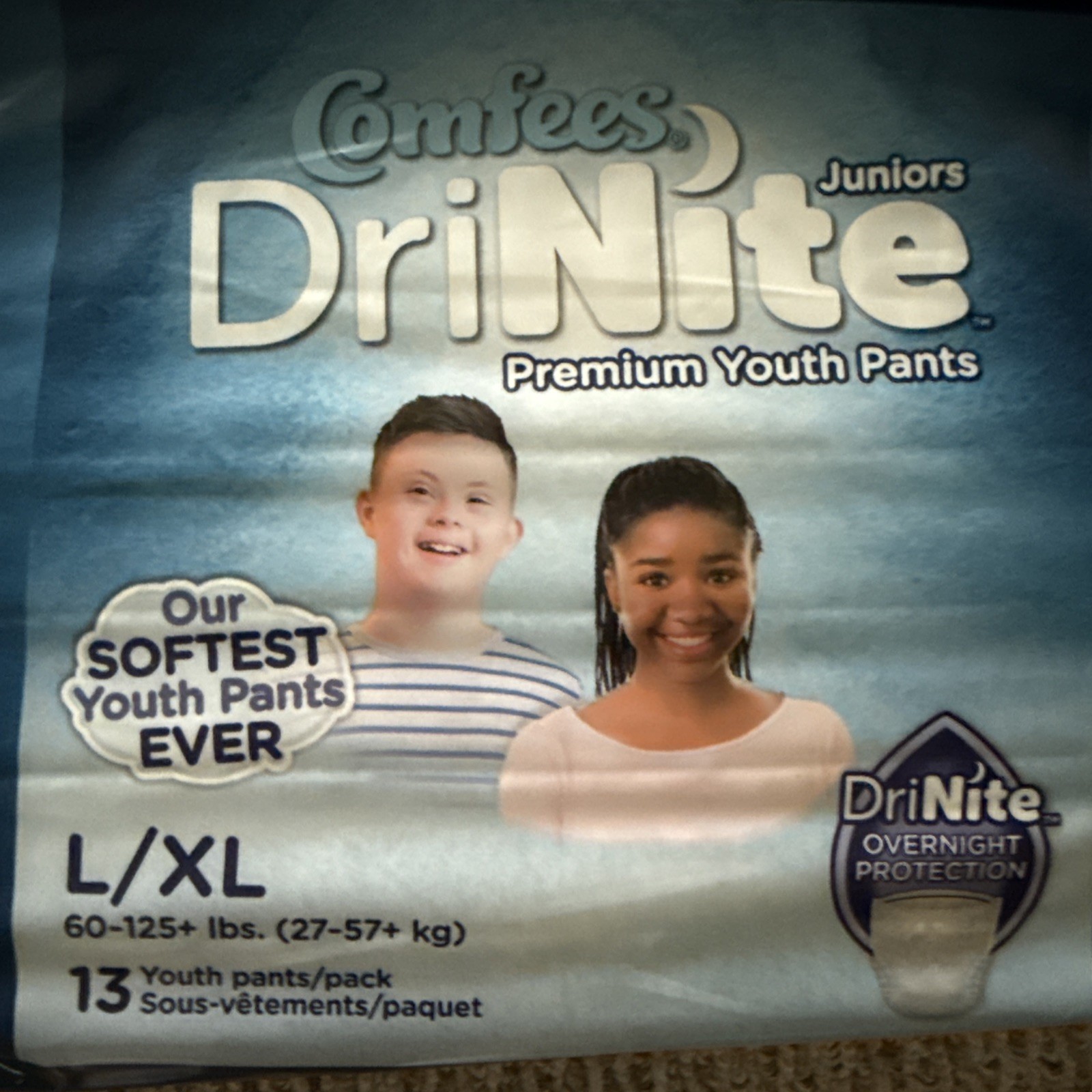 6 Packs “13 In Each” Comfees DriNite Juniors Youth Absorbent Pants L/XL