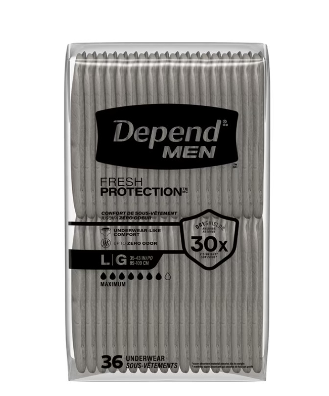 Depend Fresh Protection Incontinence Underwear for Men, Adult, L, 72 Count