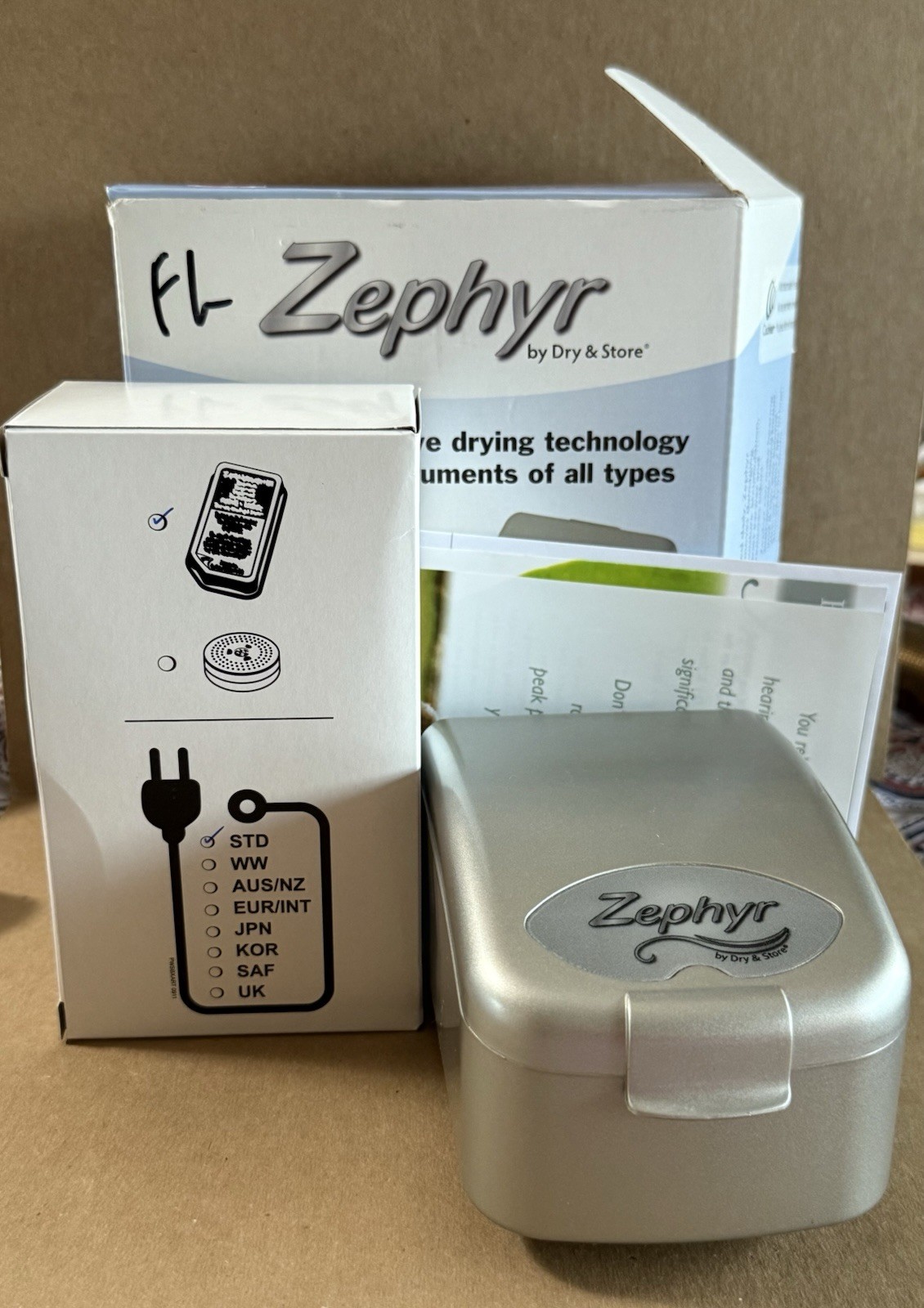 Zephyr By Dry & Store Hearing Aid Dryer w/ 3 Extra Dry-Brik Refills Dehumidifier