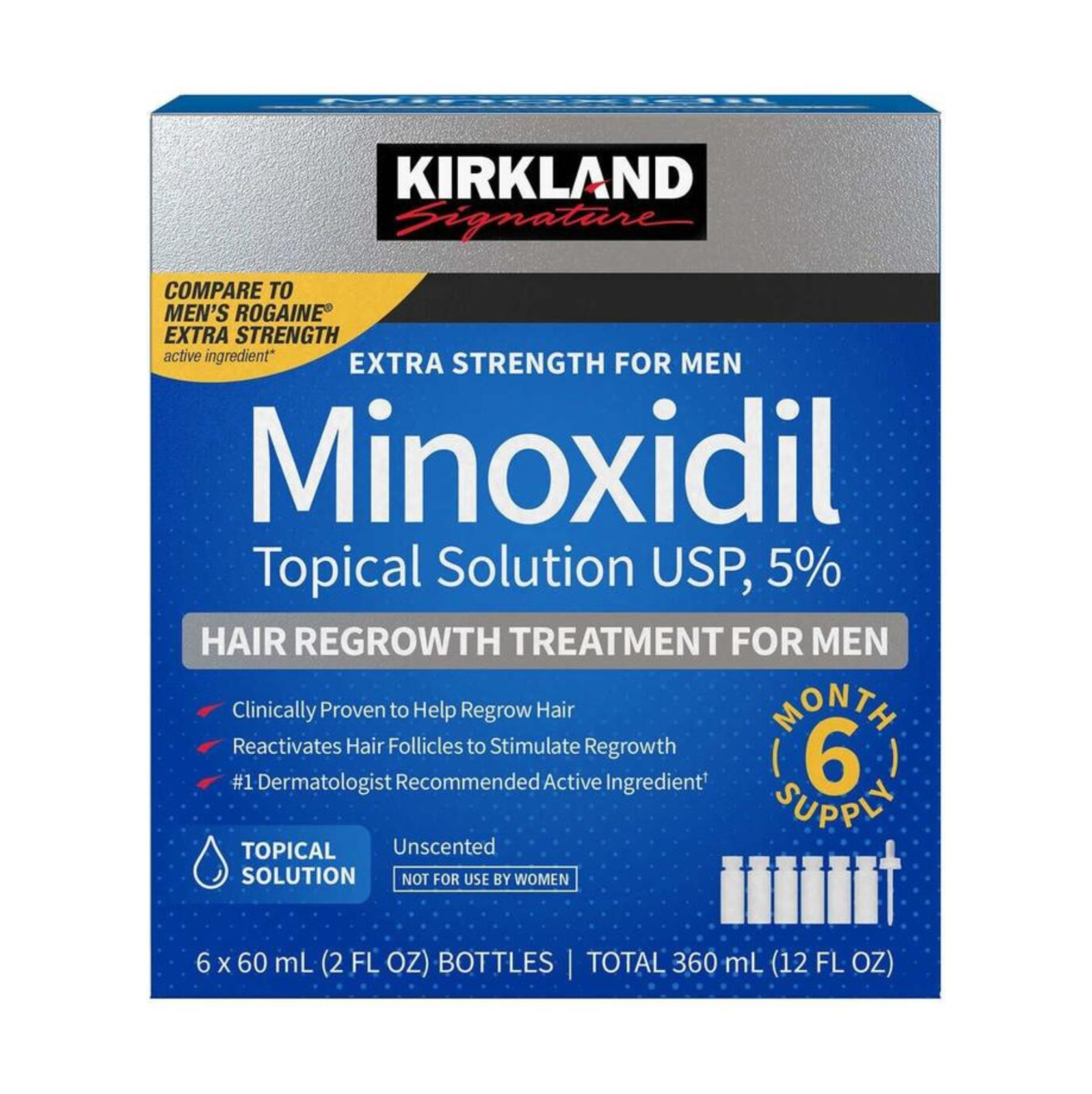 Kirkland 5% Minoxidil Solution Men Hair Loss Regrowth 6 Month 12 oz Supply