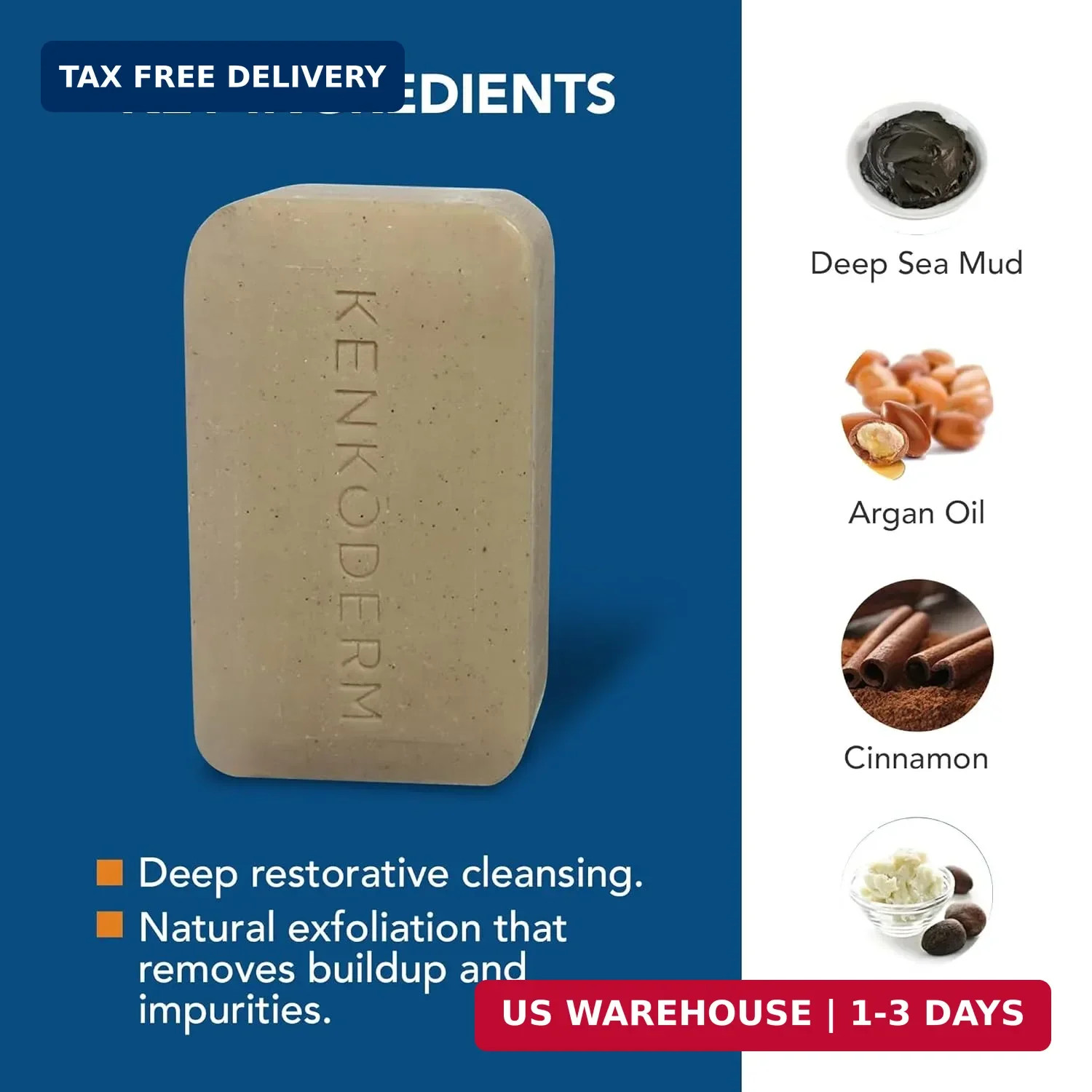 Kenkoderm Psoriasis Dead Sea Mud Soap with Argan Oil & Shea Butter Natural 80g