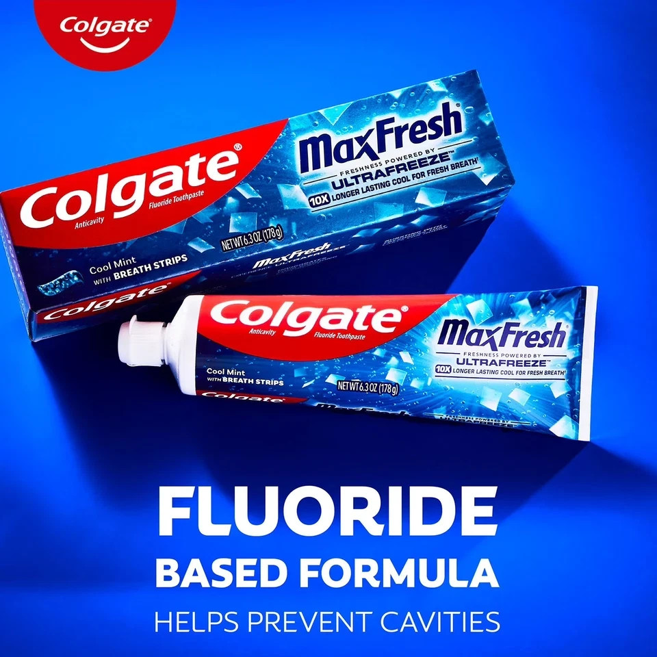 Colgate MaxFresh Toothpaste Cool Mint Mini Breath Strips 7.3oz 5 Pack