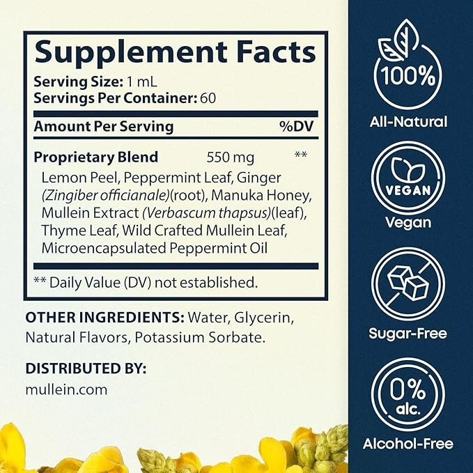 BREATHE 8-IN-1 Mullein Drops For Lungs Detox & Lung Cleanse | Peppermint, Thy…