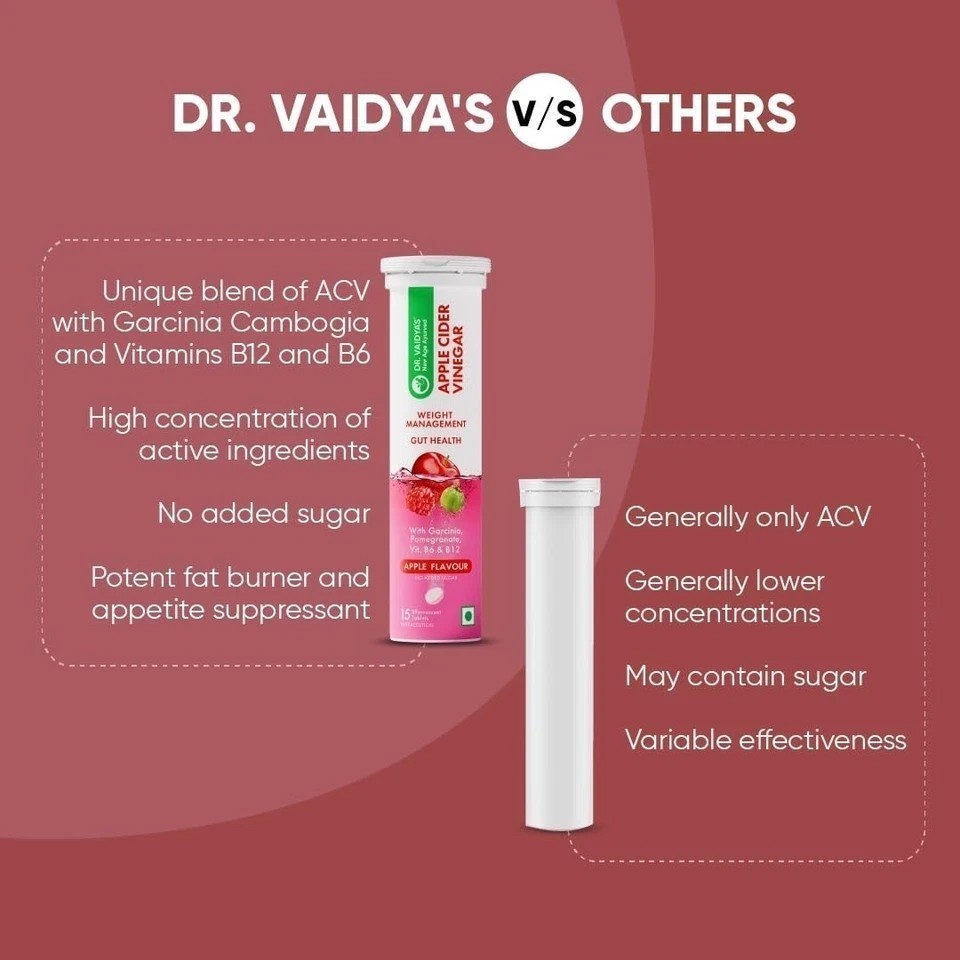 Dr. Vaidya’s Apple Cider Vinegar Effervescent Tablet with 150 Tablets Pack of 10