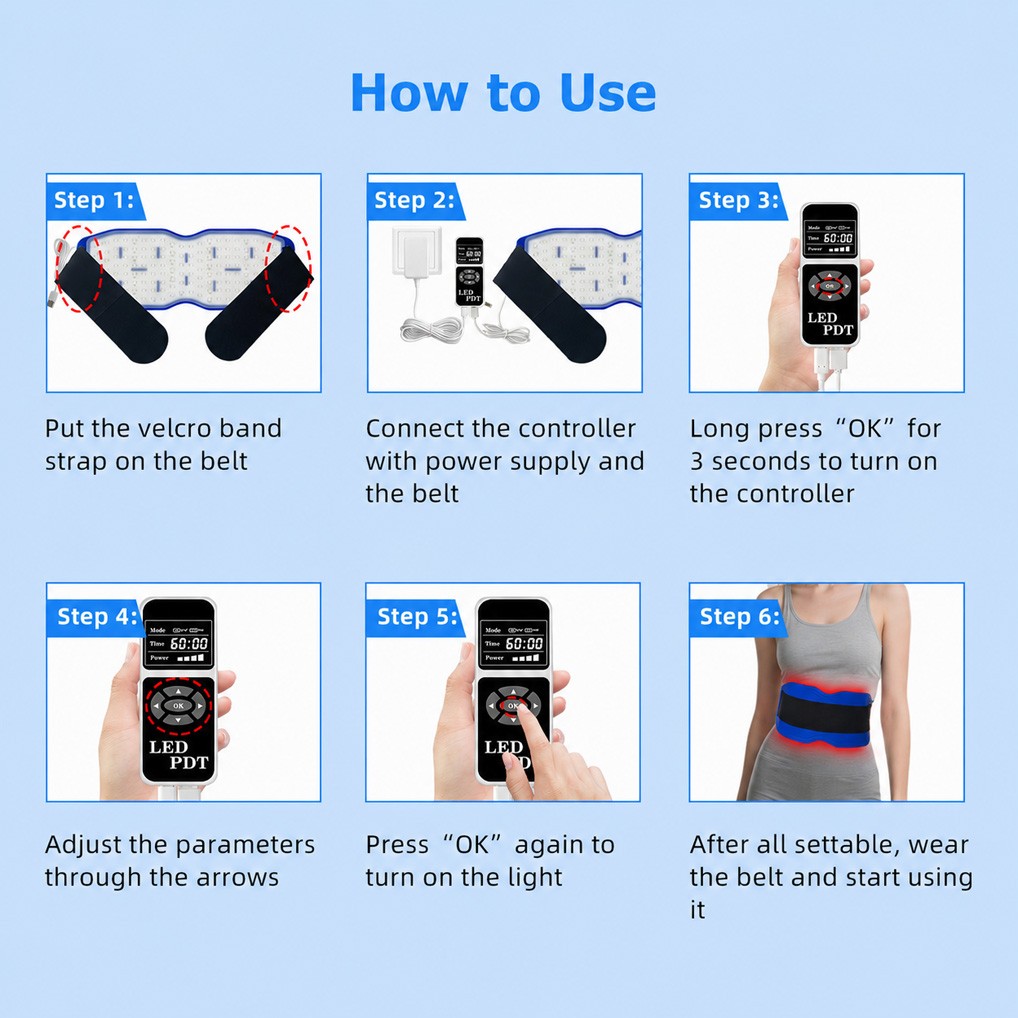 660nm 850nm 940nm Red Light Therapy Leg Waist Heating Pad Belt for Joints Pain