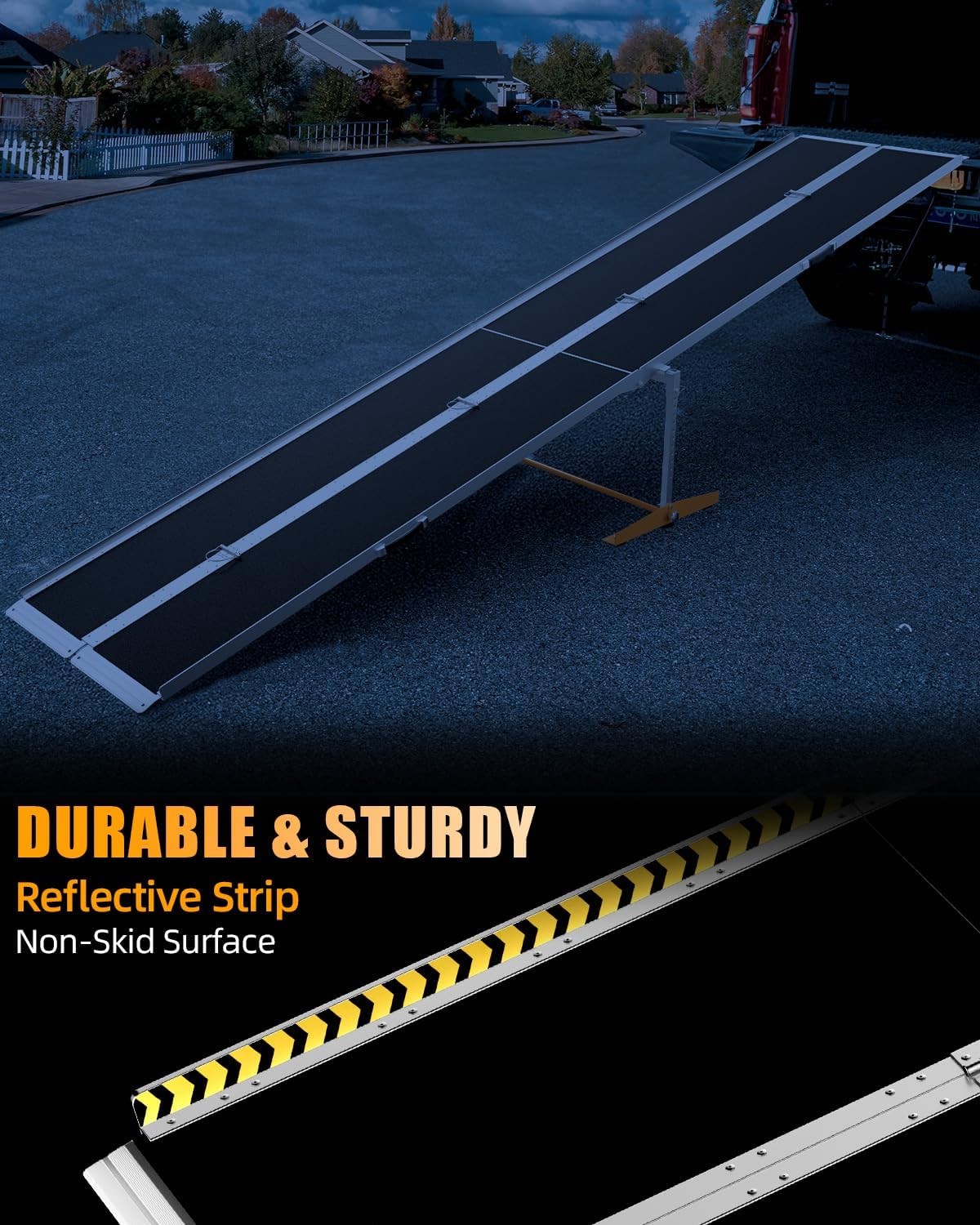 2/3/4/5/6/7/8/10/12FT Home Wheelchair Ramp Non-Skid Folding Aluminum Ramps Steps