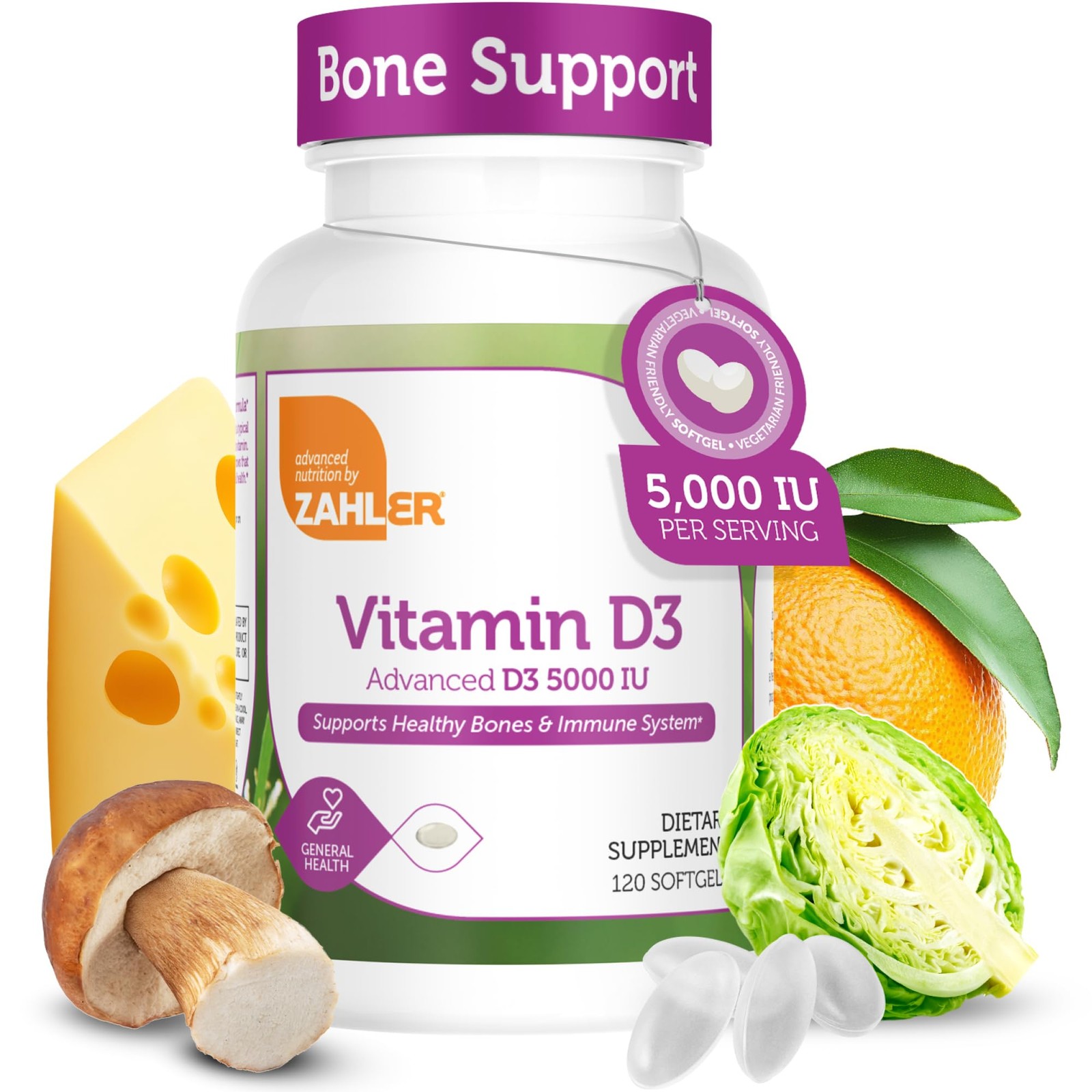 Zahler – Advanced Vitamin D3 5000 IU Softgels 120 Count (Pack of 1), No Color