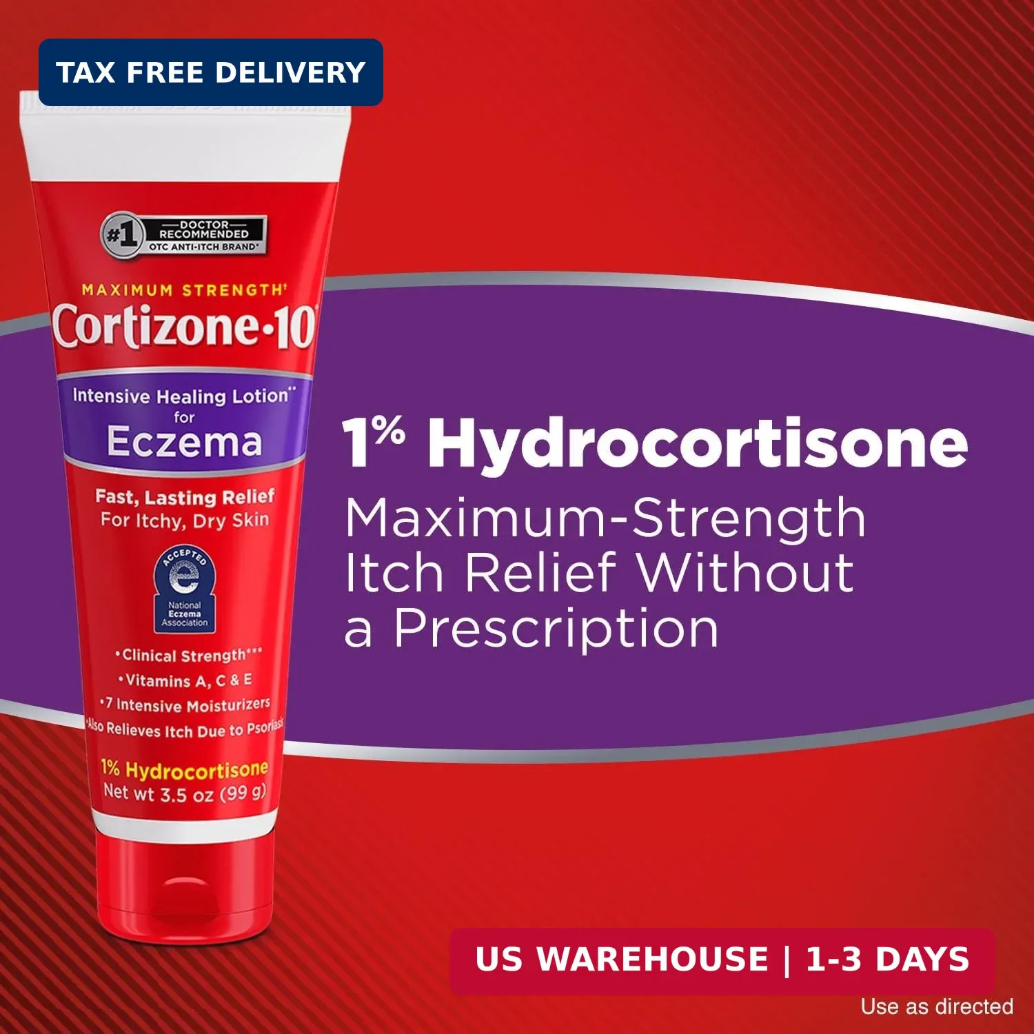 Cortizone-10 Maximum Strength Intensive Healing Itch Relief Lotion for Eczema, 1