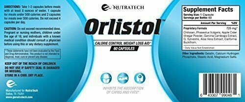 Nutratech Orlistol – Carb and Fat Blocker Weight Loss Aid and Diet Pill-60 Count