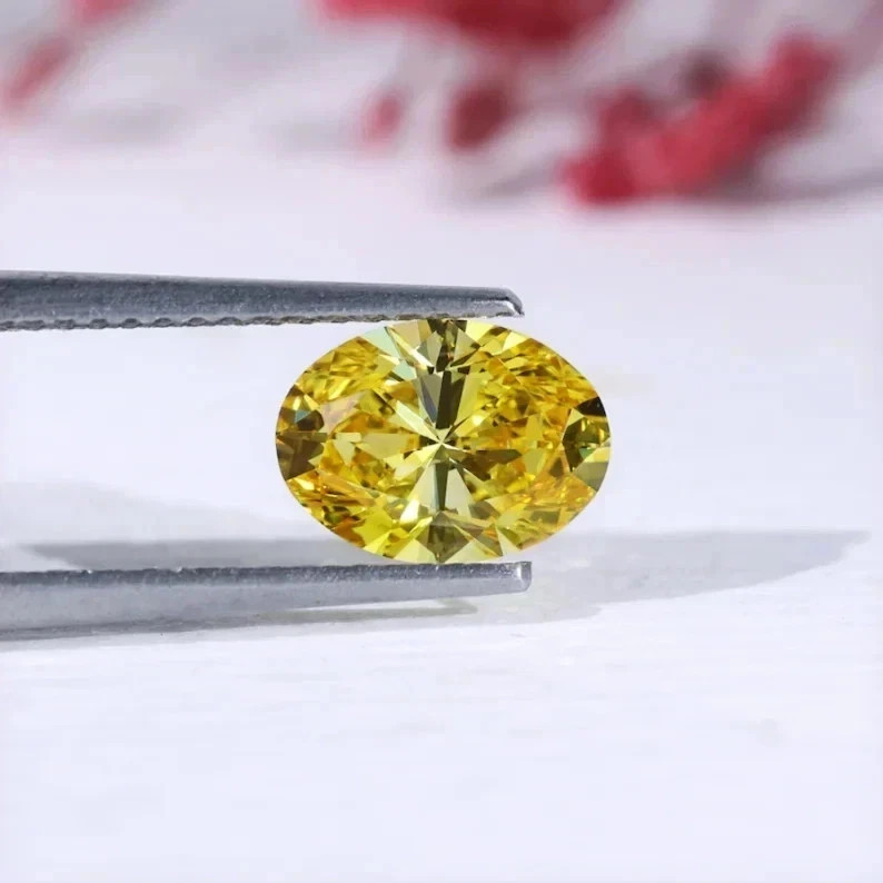 Loose Lab Grown Diamond 2.00 CT Natural Yellow Color Oval Shape VVS1 Certified