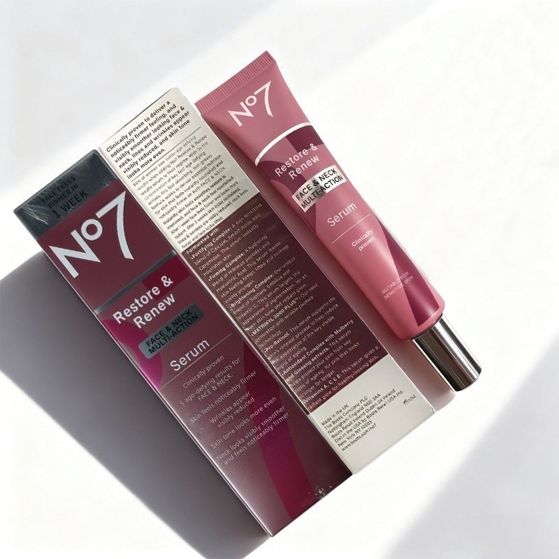 No7 Restore & Renew Multi Action Face & Neck Serum 1.69 Oz / 50ML New in Box