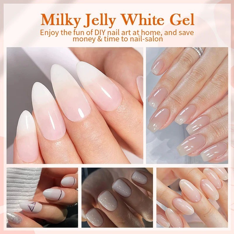 Jelly Nude Gel Nail Polish 10ml Light Pink UV Cure Nail Art DIY US
