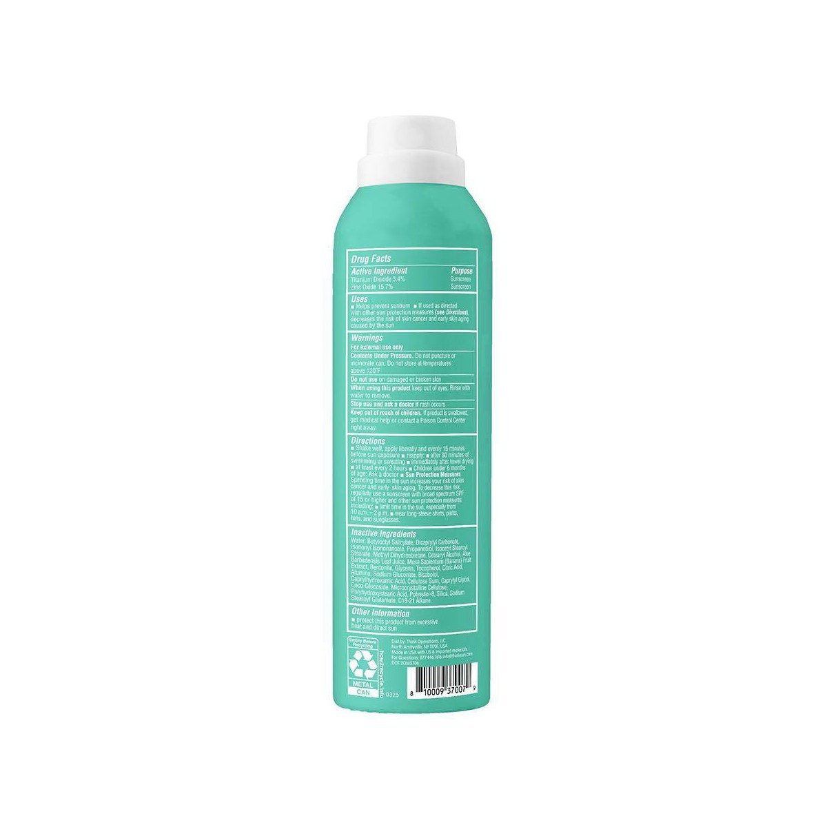 thinkkids All Sheer Mineral Sunscreen Spray with Zinc Oxide- Water SPF 50 – 6oz