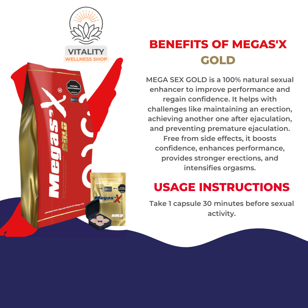 Megas’X Gold – Natural Vitality Support Supplement | 6 Sachets (24 Tabs)