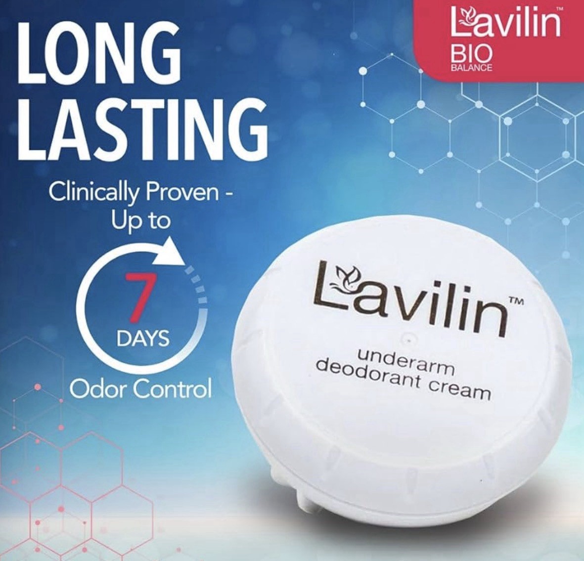 Lavilin Bio Balance Underarm Deodorant Cream Odor Free Up to 7 Days 2 Pack