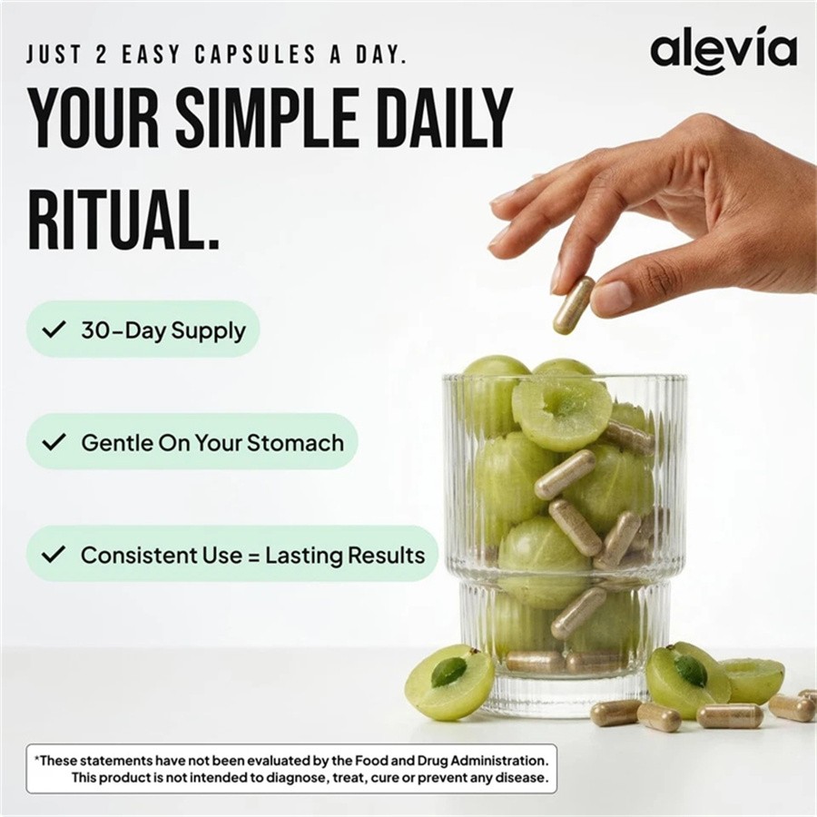 Alevia Organic Amla Capsules 1000mg Indian Gooseberry Antioxidant Supplement 60c