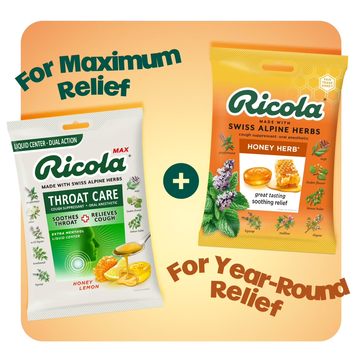 Ricola Honey Herb Cough Drops for Sore Throat and Cough Relief, Value Pack, 45 C