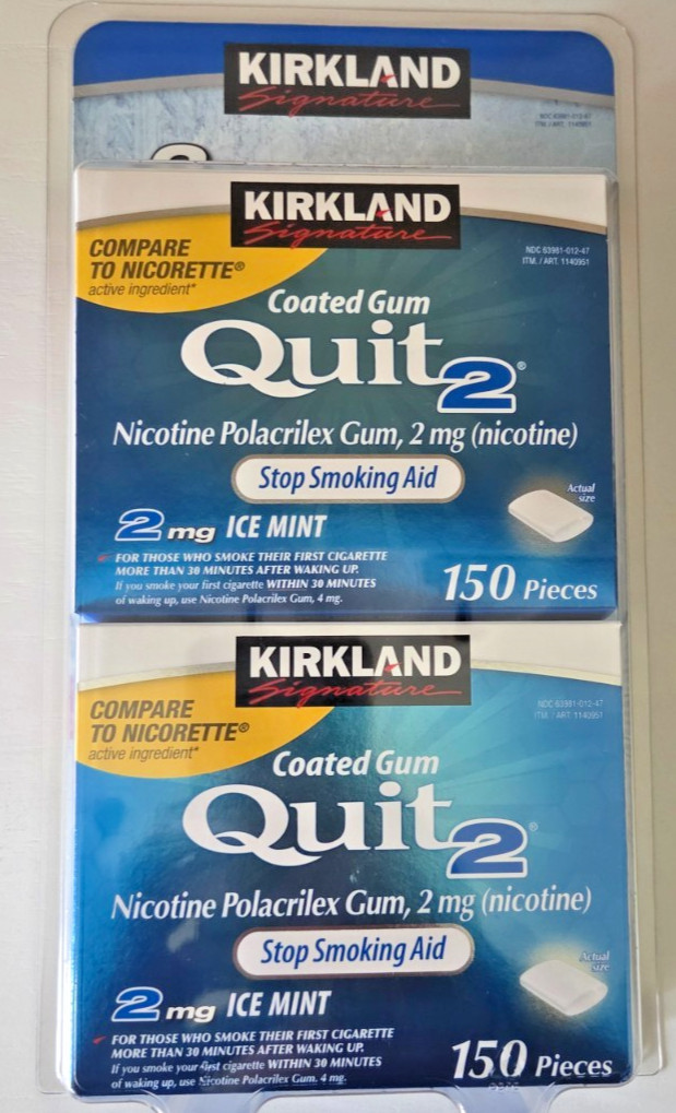 Kirkland Signature Quit Ice Mint Gum 2mg 300 Pieces Same as Nicorette. Sealed.