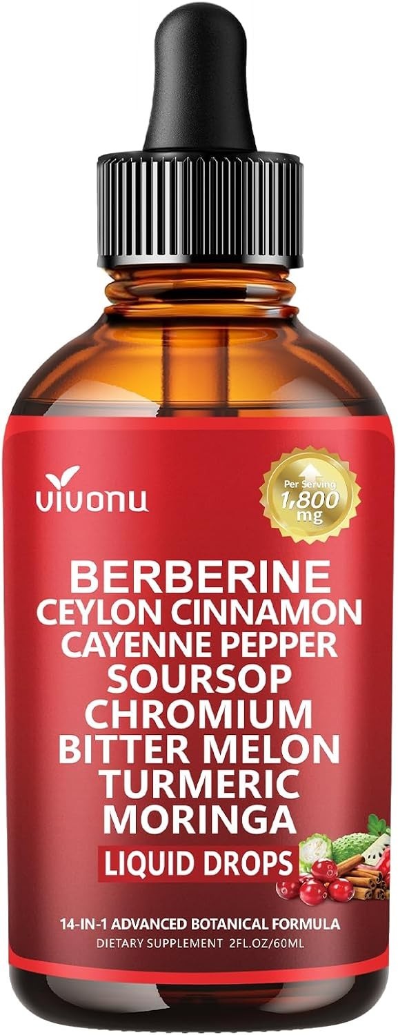 Berberine with Ceylon Cinnamon Supplement Liquid Drops + Bitter Melon Extract