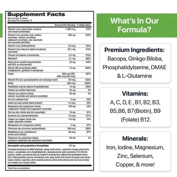 Focus Factor Adults Extra Strength- Brain Supplement for Memory – 120 Tablets