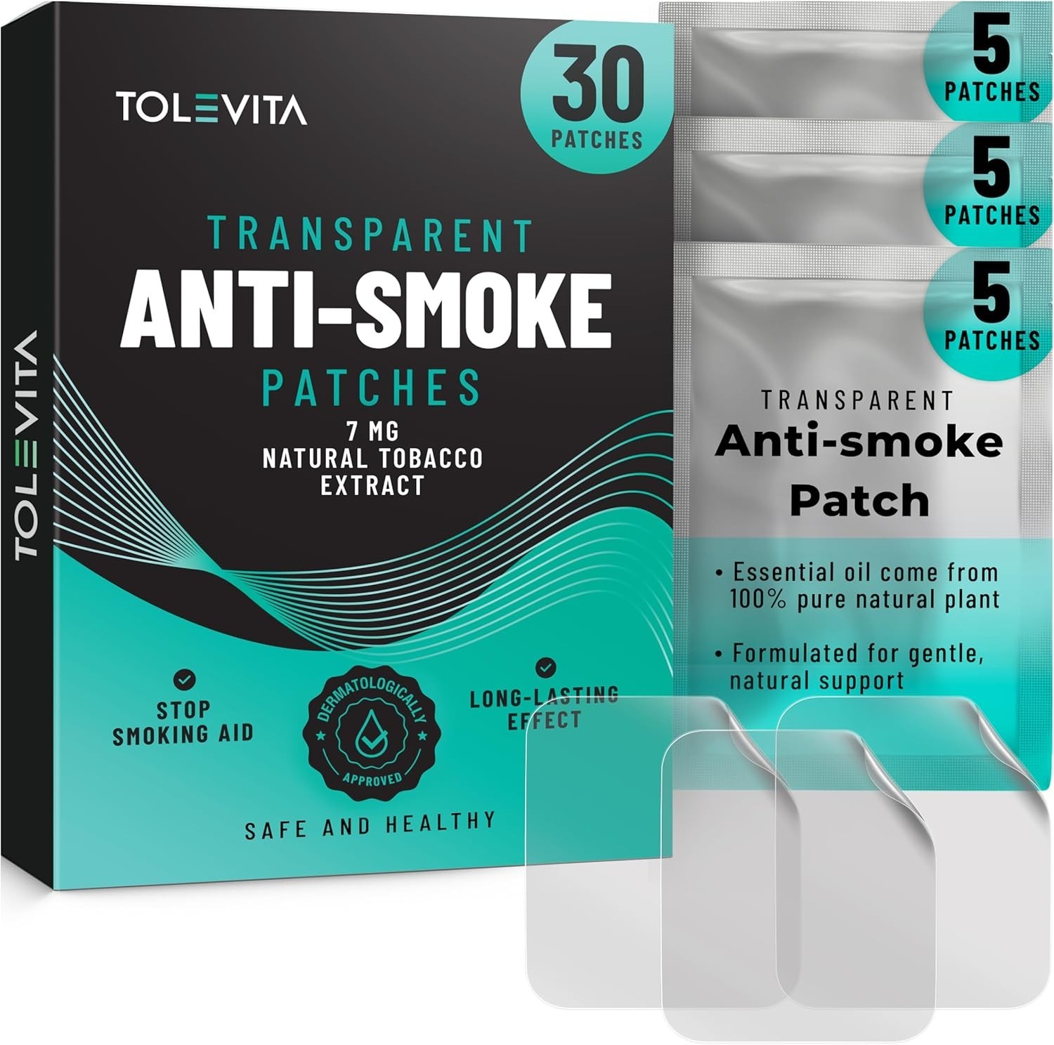 TOLEVITA Anti-Smoke Herbal Patches – 7mg, 30 Patches for Reducing Cravings USA..