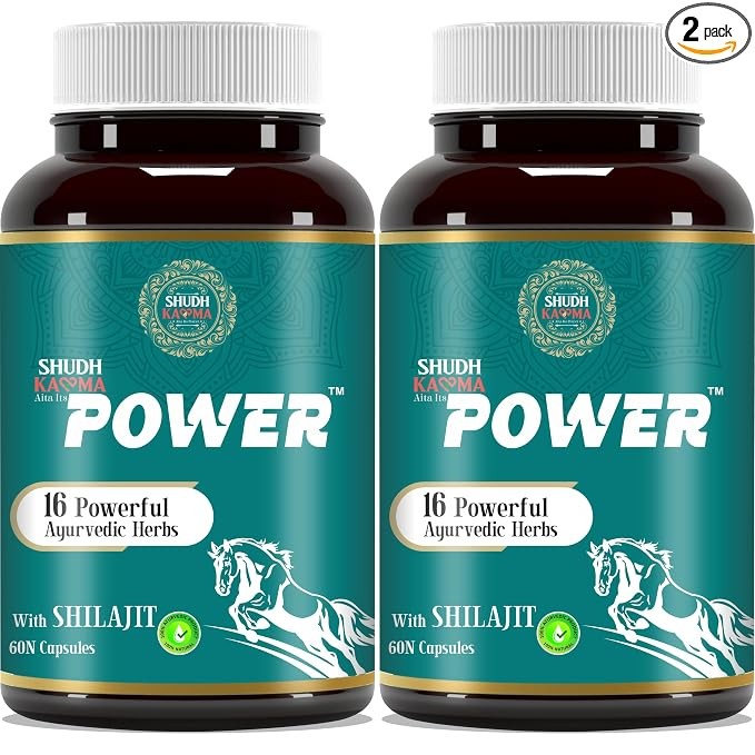 2×100% Pure Shilajit Power + 16 Herbs Extremely potent, High Performance 60 Cap