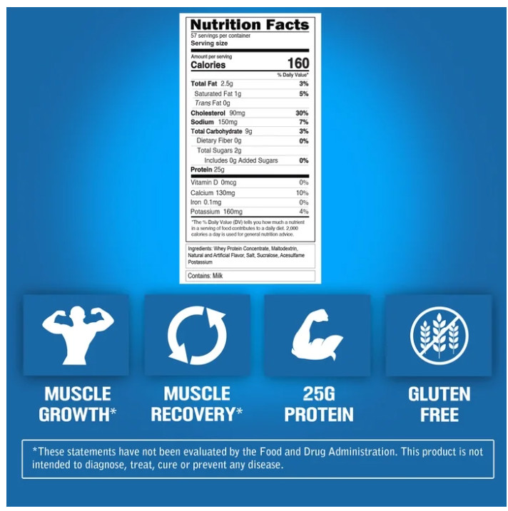 EVL 100% Whey Protein Vanilla 5LB 25g Protein Gluten Free