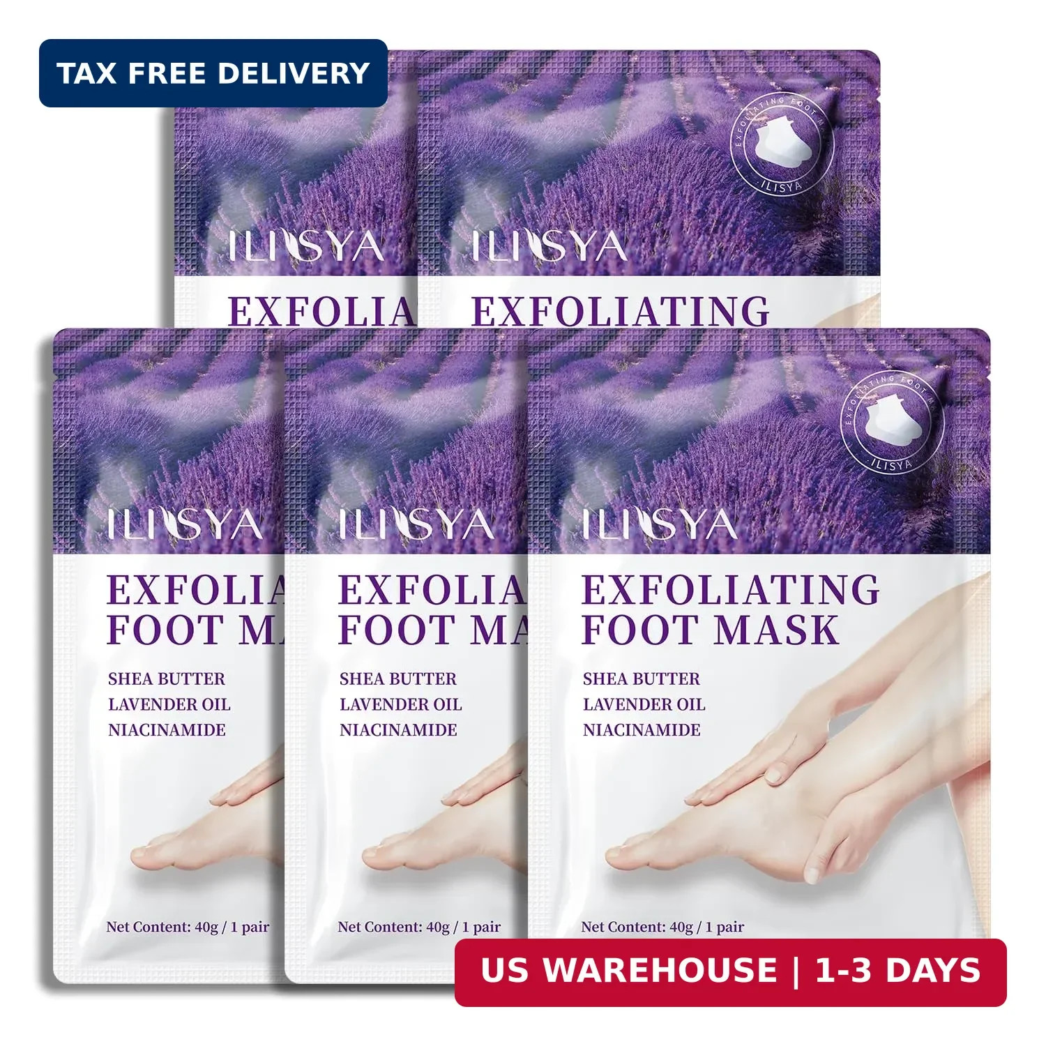 Share Foot Peeling Mask – 5 Pack Exfoliating Foot Peel Mask for Dry Cracked Feet