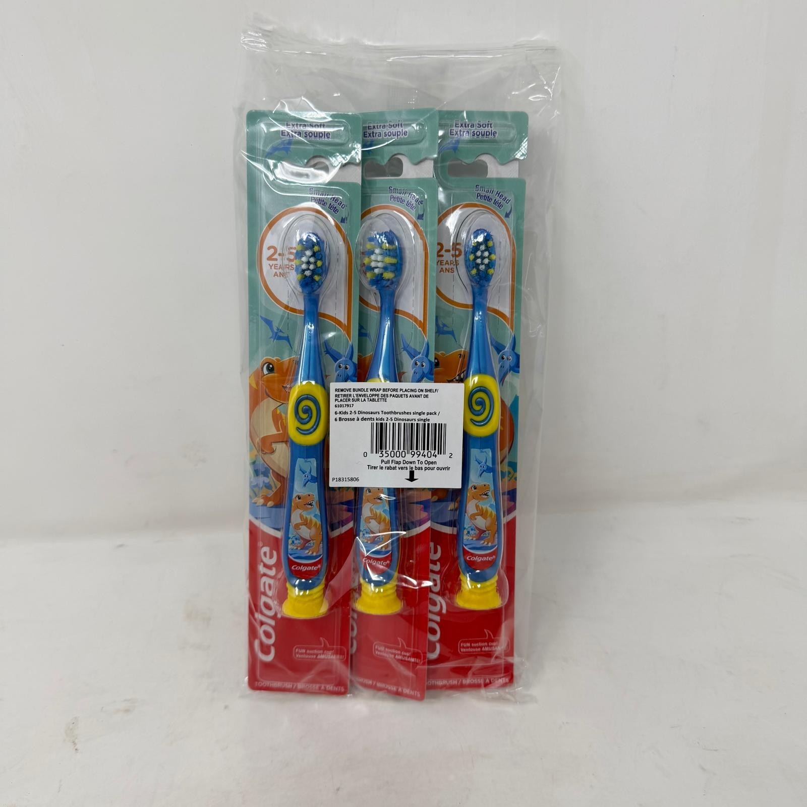 6 Pack – Colgate Kids Toothbrush, Extra Soft Bristles, Ages 2-5 Years, Dinosaur