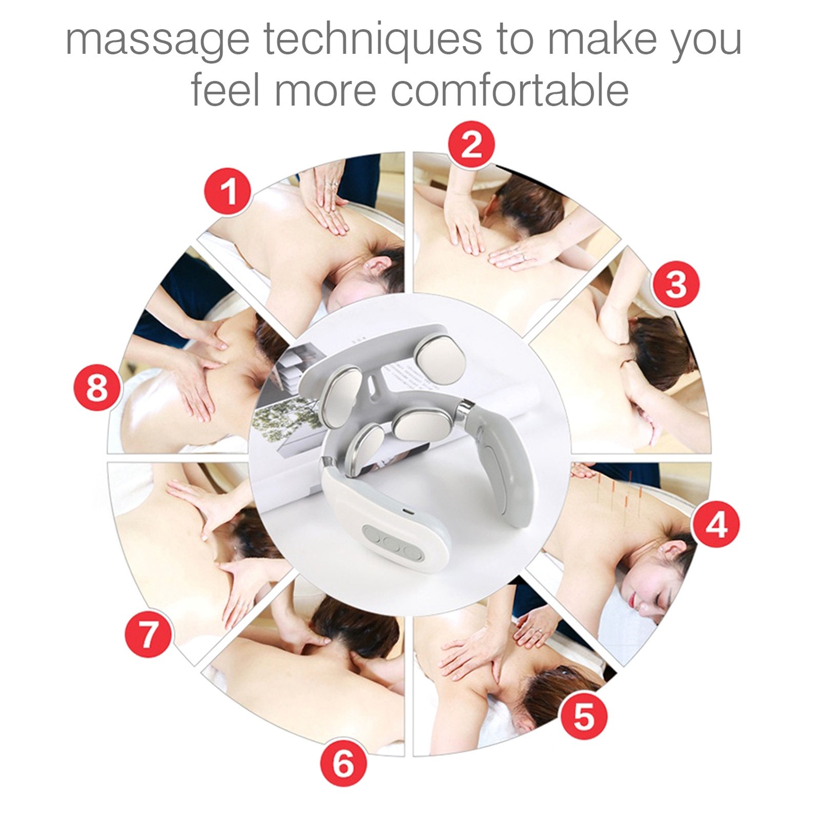 Cervical Massager 16 Modes USB Smart Pulse Heating 4 Head Neck Massager for Neck